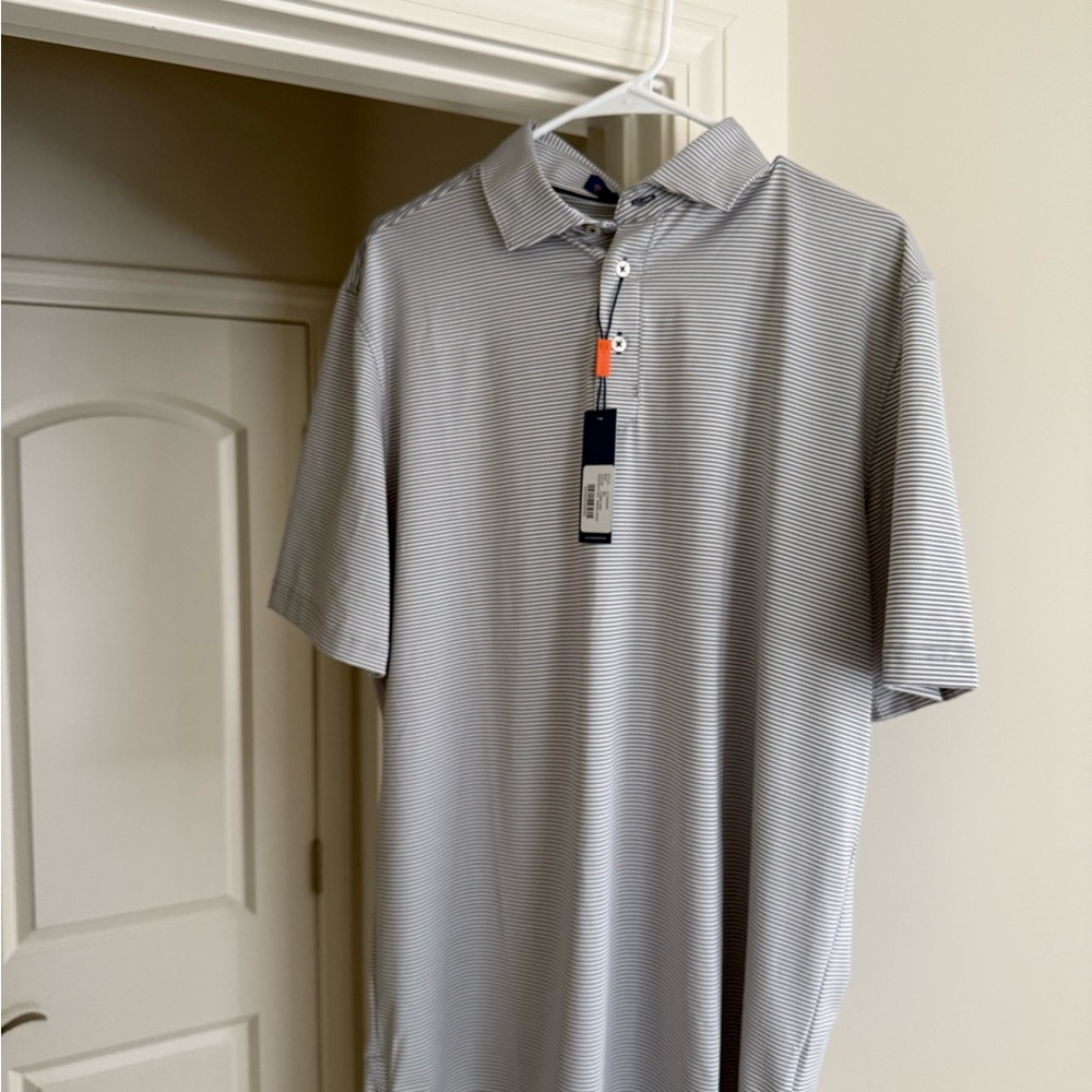 Stitch Golf Gray Striped Polo Shirt New With Tags